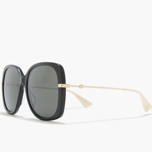 GUCCI 57mm black gold square sunglasses